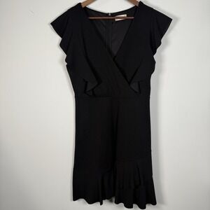 Altar'd State Dress Women's Short Black Ruffle Vneck Size Large